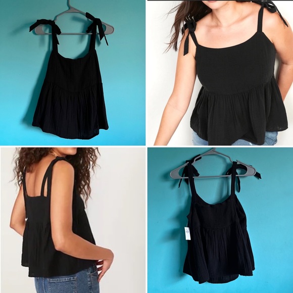 Old Navy Shoulder Tie Smocked Tank (m) - Picture 2 of 4